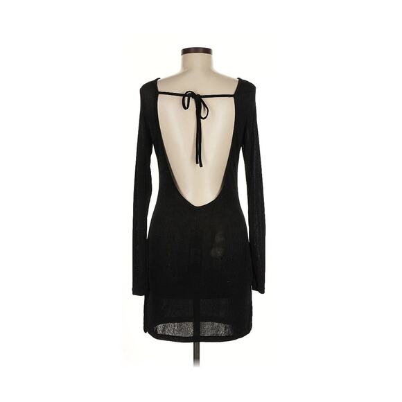 Lioness Montana Mini Dress XS Black Open Back, Long Sleeve, Slinky Bodycon Sheer - Picture 5 of 8